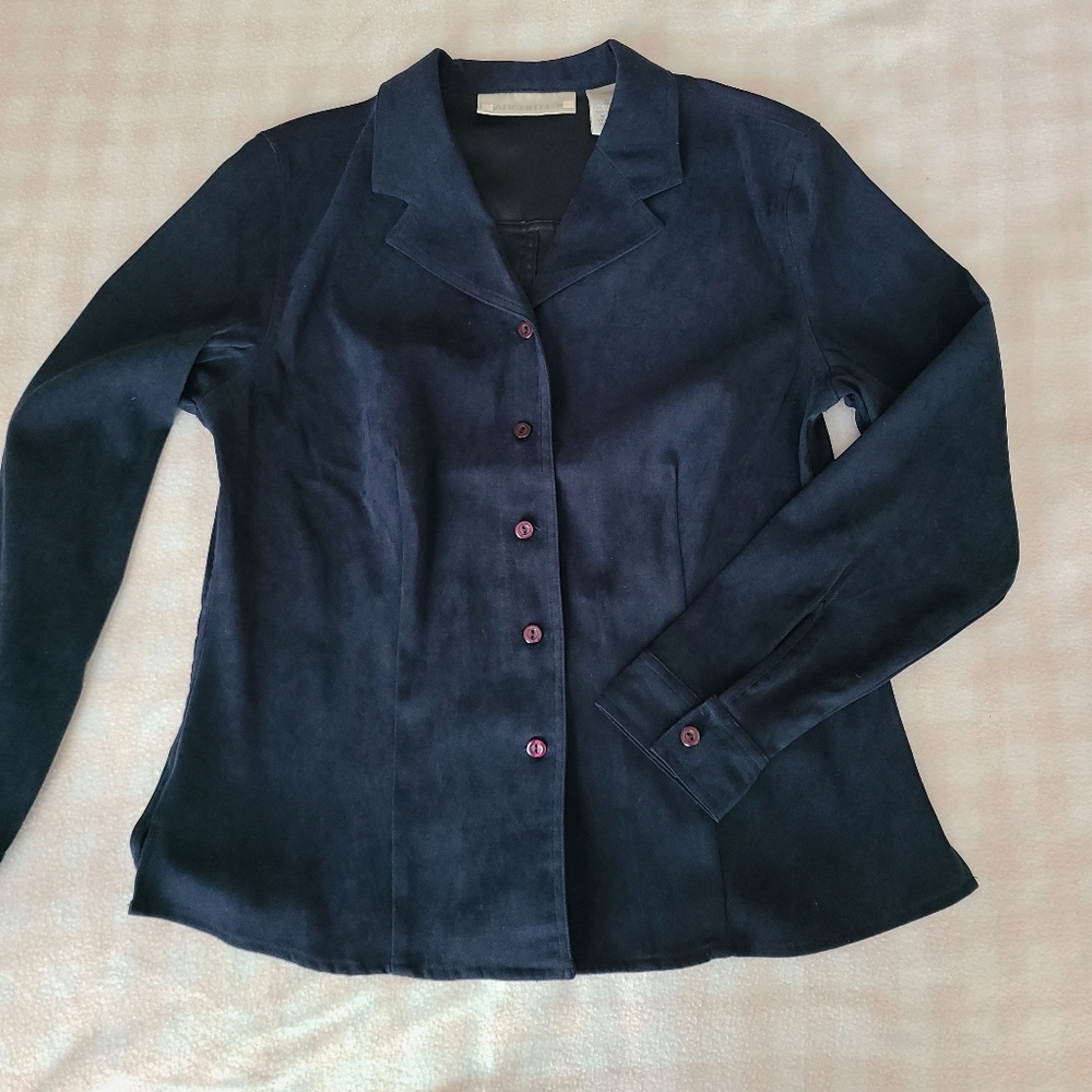 Blue Faux Suede Architect Shirt
